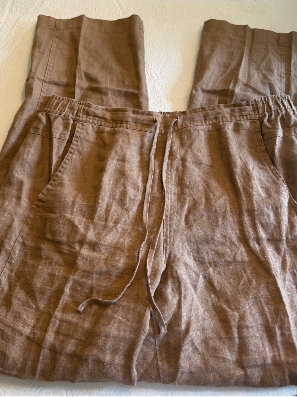 Women’s Orvis Brown Drawstring Linen Pants M coastal cottage cottage core 90’s